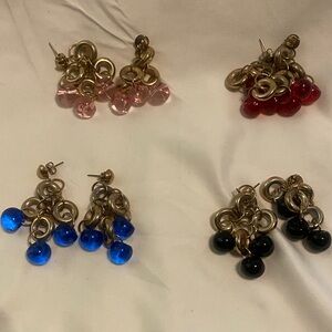 Fashion Jewelry Gold and Multi-Color Drop Earrings 4 different colors